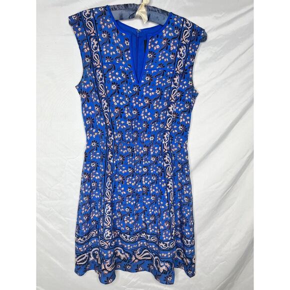 J Crew Silk Scarf Dress Blue Floral A-line Sleeveless Size 2 - Picture 1 of 8